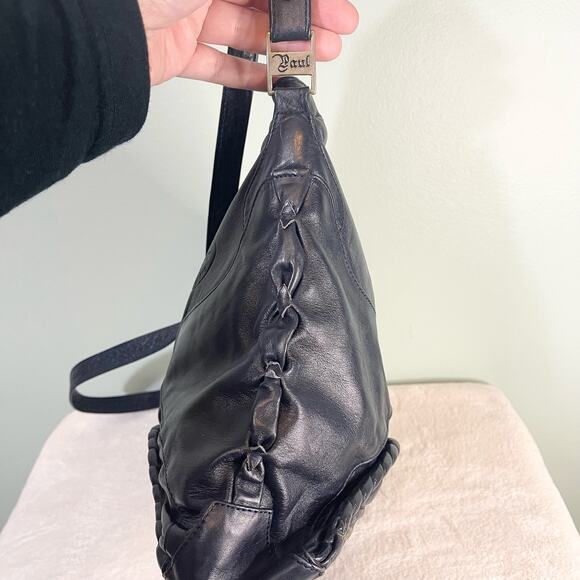 PAUL LE SAC Womens Leather Adjustable Strap Shoulder Bag Navy Blue main image 4